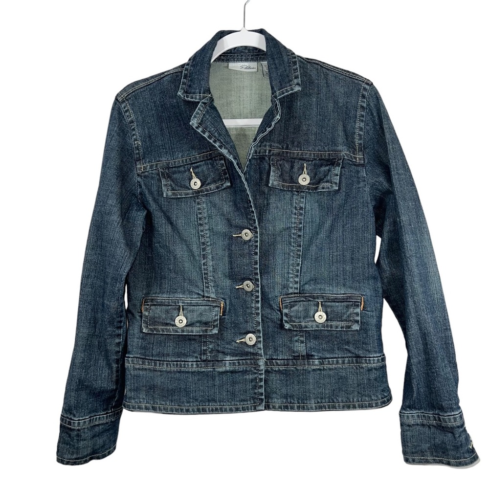 Chico’s Platinum Denim Jean Jacket women’s size 0(4)